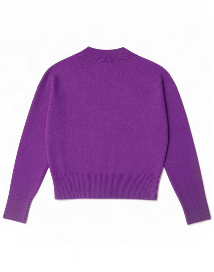 Massimo Dutti Dame V-hals sweater UK 14 Medium Lilla Uld