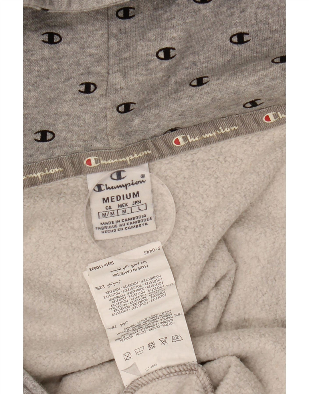 CHAMPION Dame hættetrøje Sweater UK 12 Medium Grey Flecked Bomuld