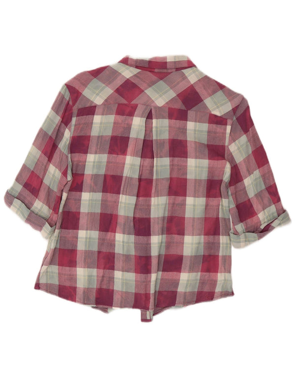 Guess 3/4-ærmet løs pasform flannelskjorte til kvinder UK 10 Lille rød plaid
