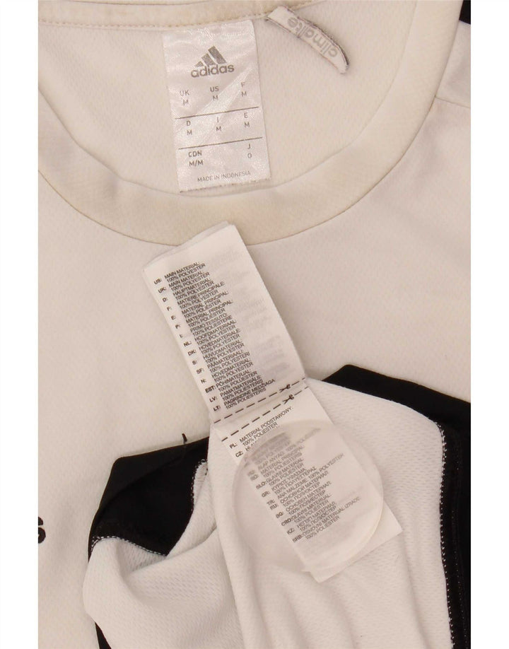 Adidas Herre Climalite T-Shirt Top Medium White Colourblock Polyester
