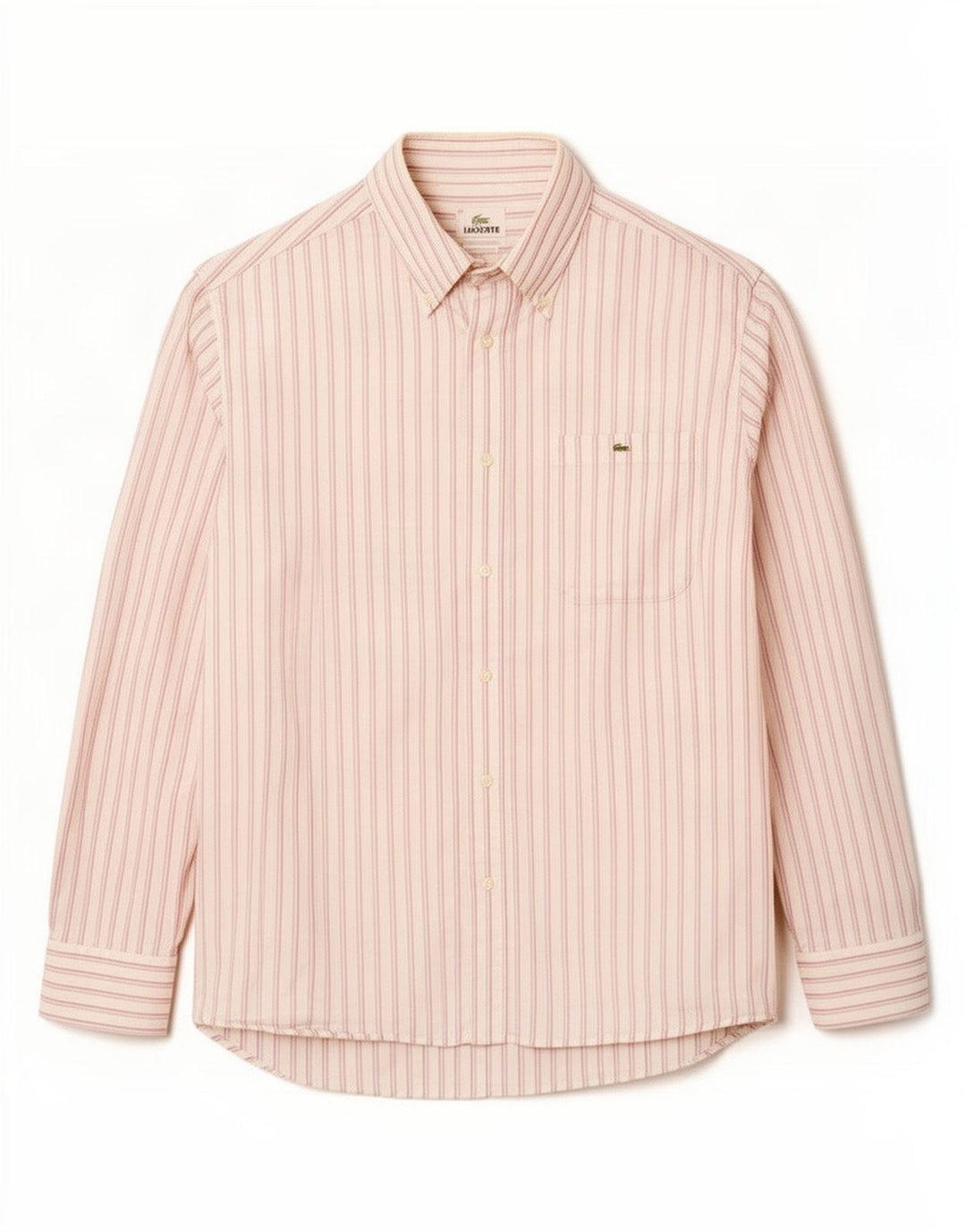 Lacoste herreskjorte str. 40 Medium hvid stribet bomuld