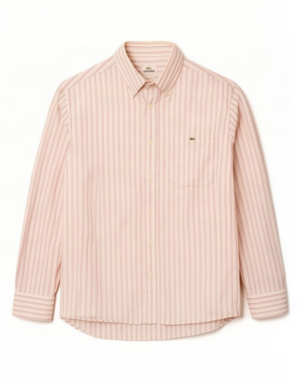 Lacoste herreskjorte str. 40 Medium hvid stribet bomuld