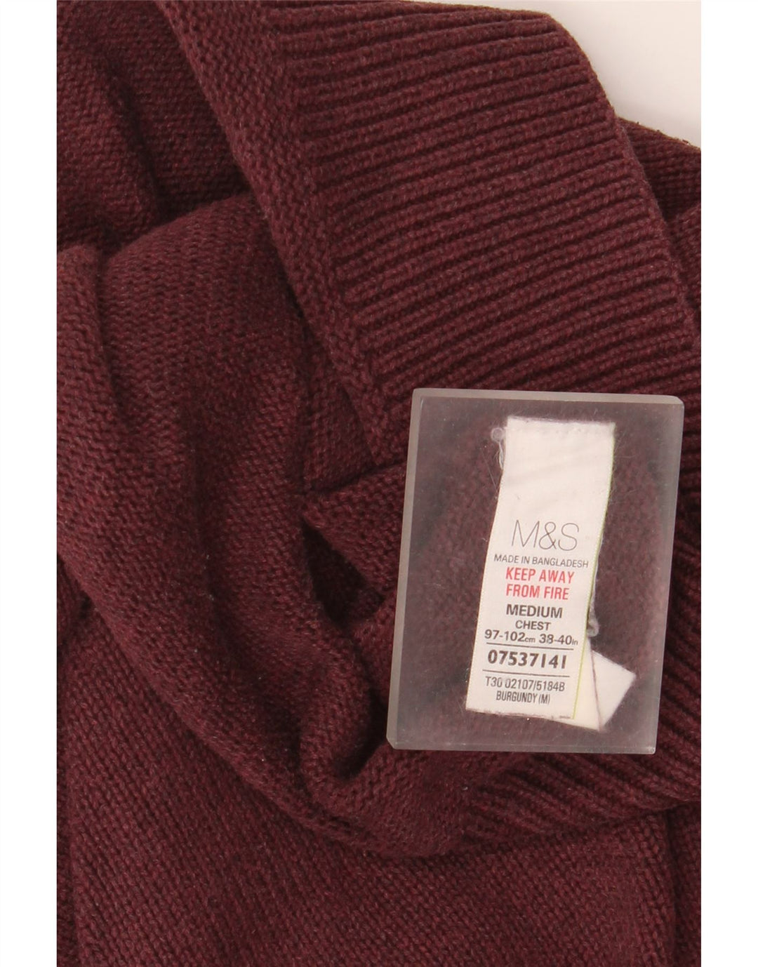 Marks & Spencer Herre Shawl Neck Jumper Sweater Medium Bourgogne Bomuld