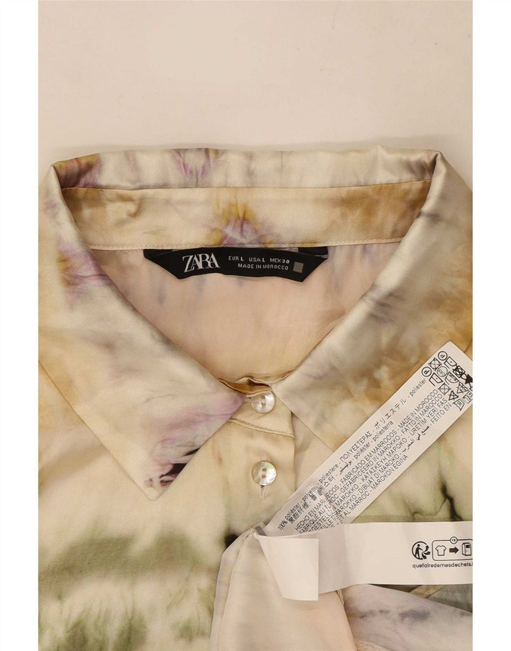Zara skjortebluse til kvinder UK 16 Large Multicolor Tie Dye Polyester