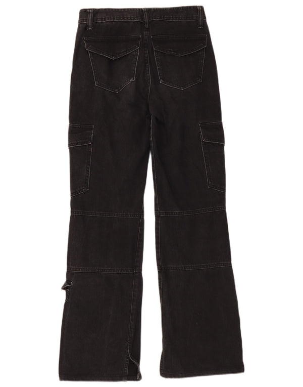 Zara Dame Cargo Loose Jeans EU 32 2XS W22 L30 Sort Bomuld