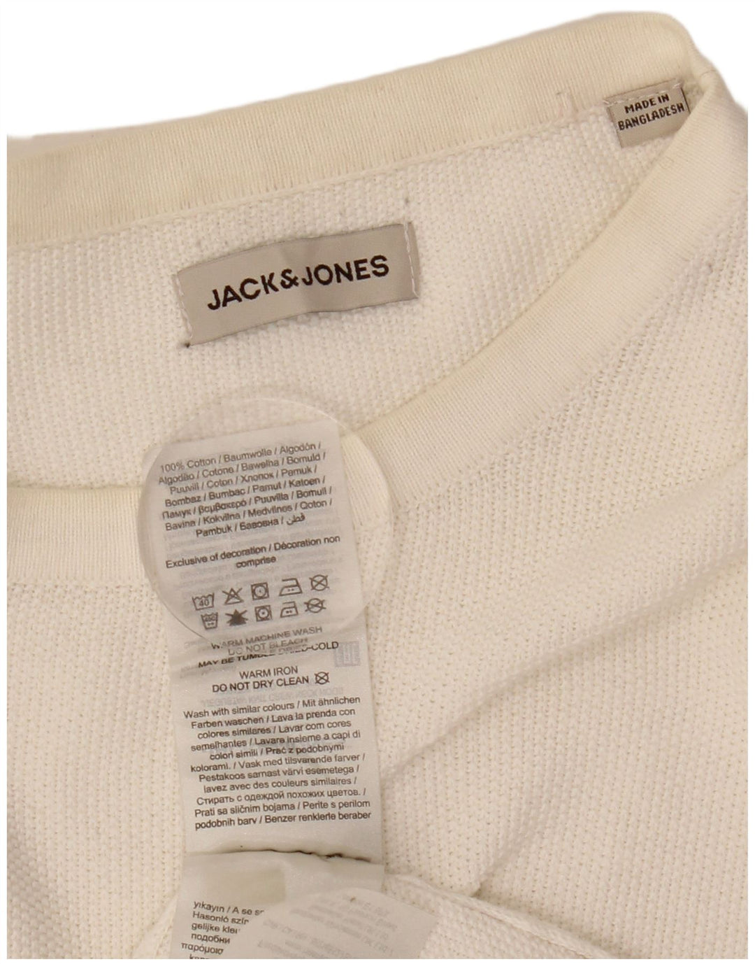 Jack & Jones Herre sweater med rund hals, stor hvid bomuld