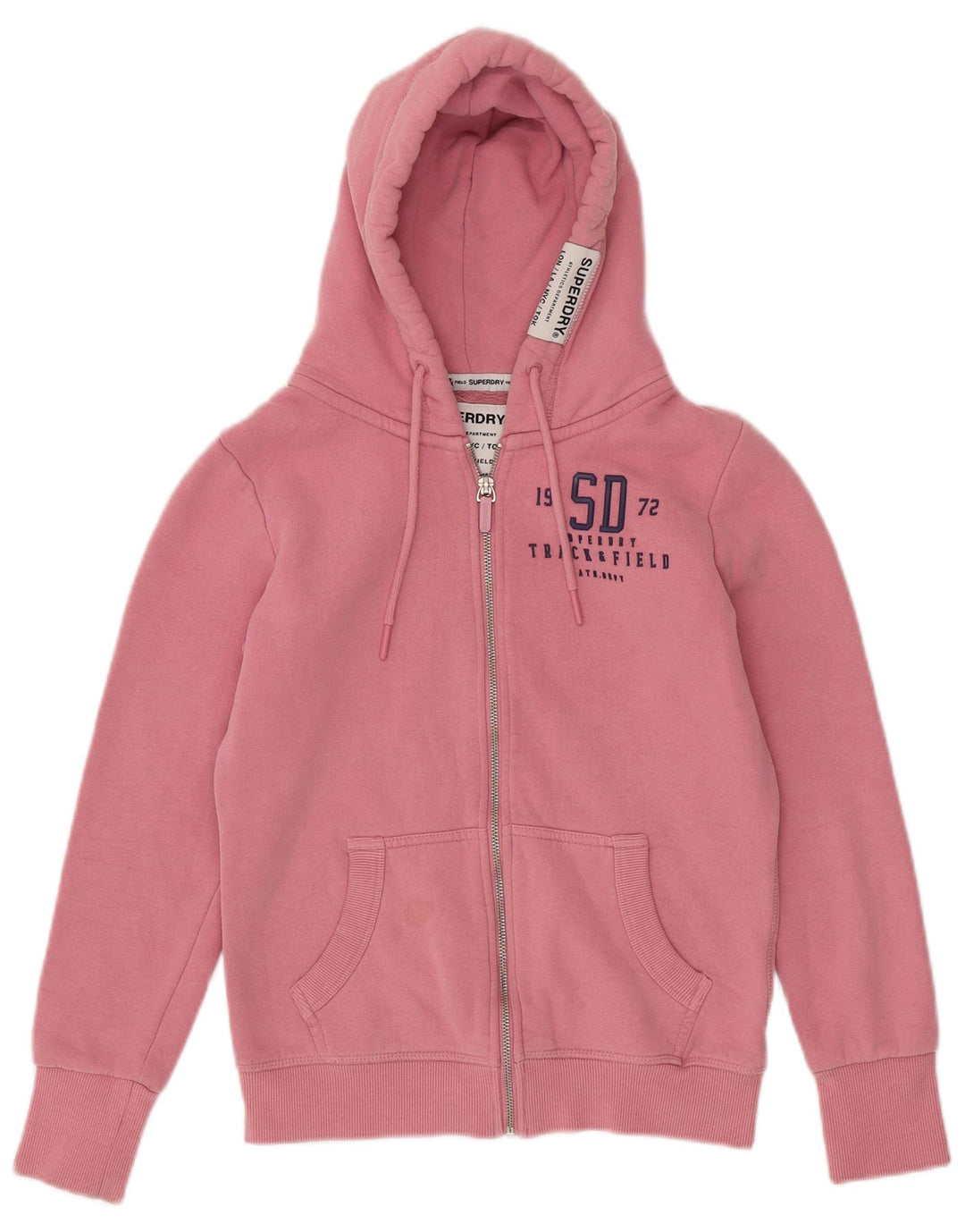 SUPERDRY Kvinder grafisk hættetrøje med lynlås UK 10 Small Pink Bomuld