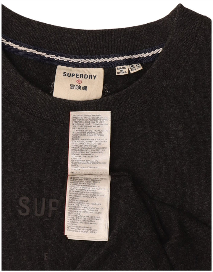 Superdry Grafisk T-shirt top til kvinder UK 14 Stor grå bomuld