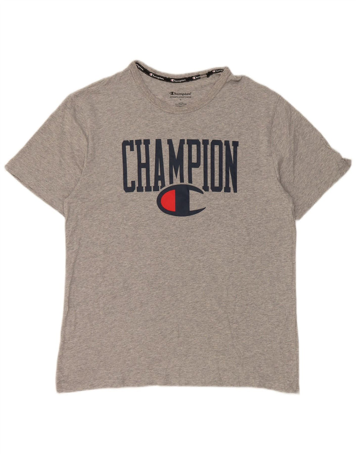 Champion Herre grafisk T-shirt Top Stor grå flækket bomuld