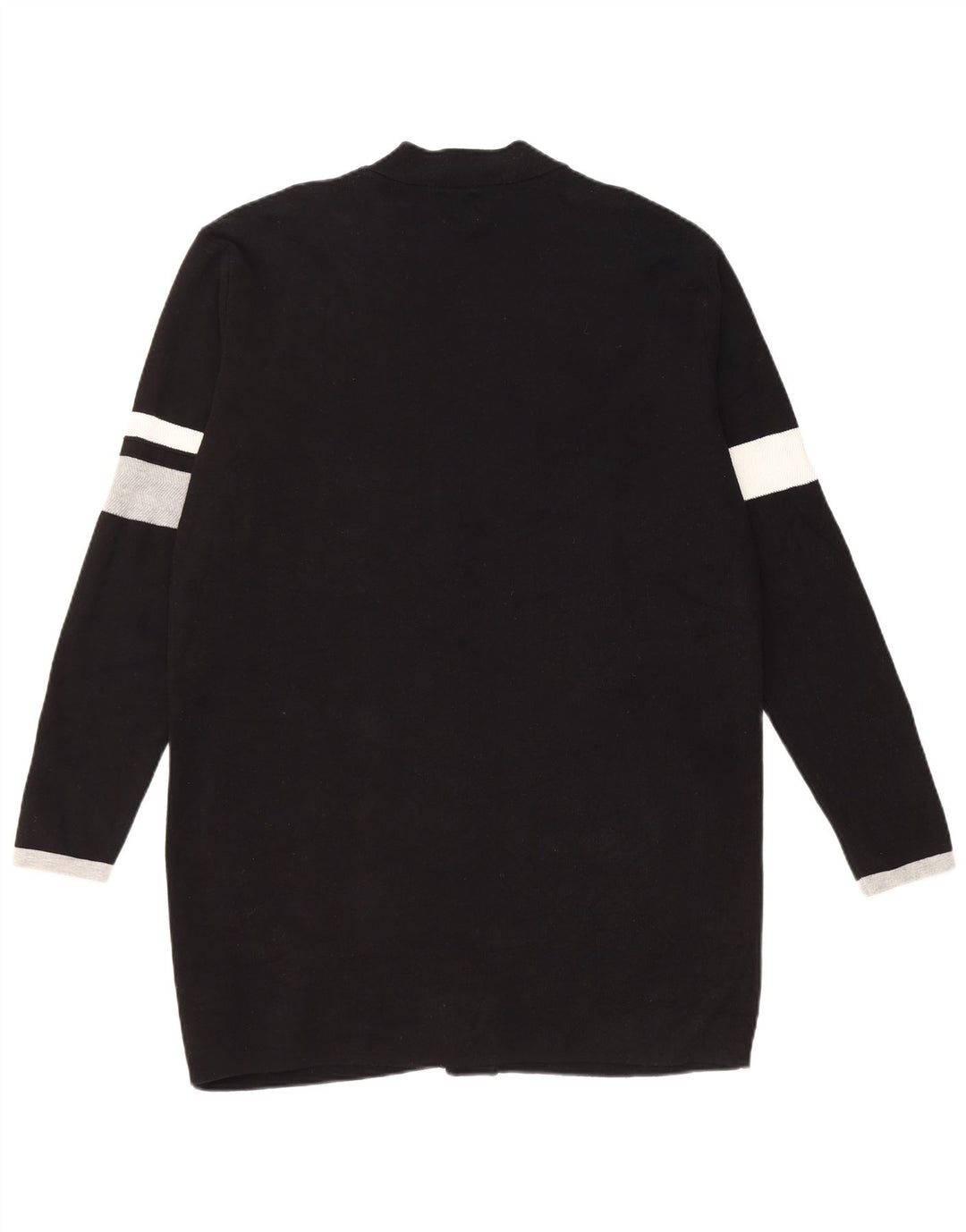 Zara Womens Longline Cardigan Sweater EU 42 Large Black Colourblock Bomuld