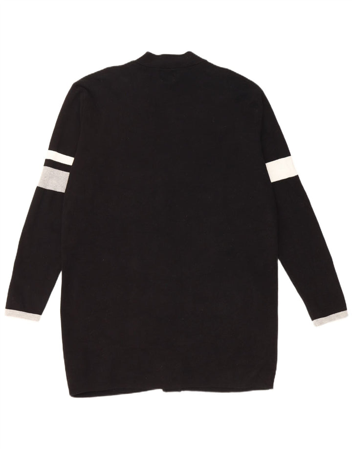 Zara Womens Longline Cardigan Sweater EU 42 Large Black Colourblock Bomuld