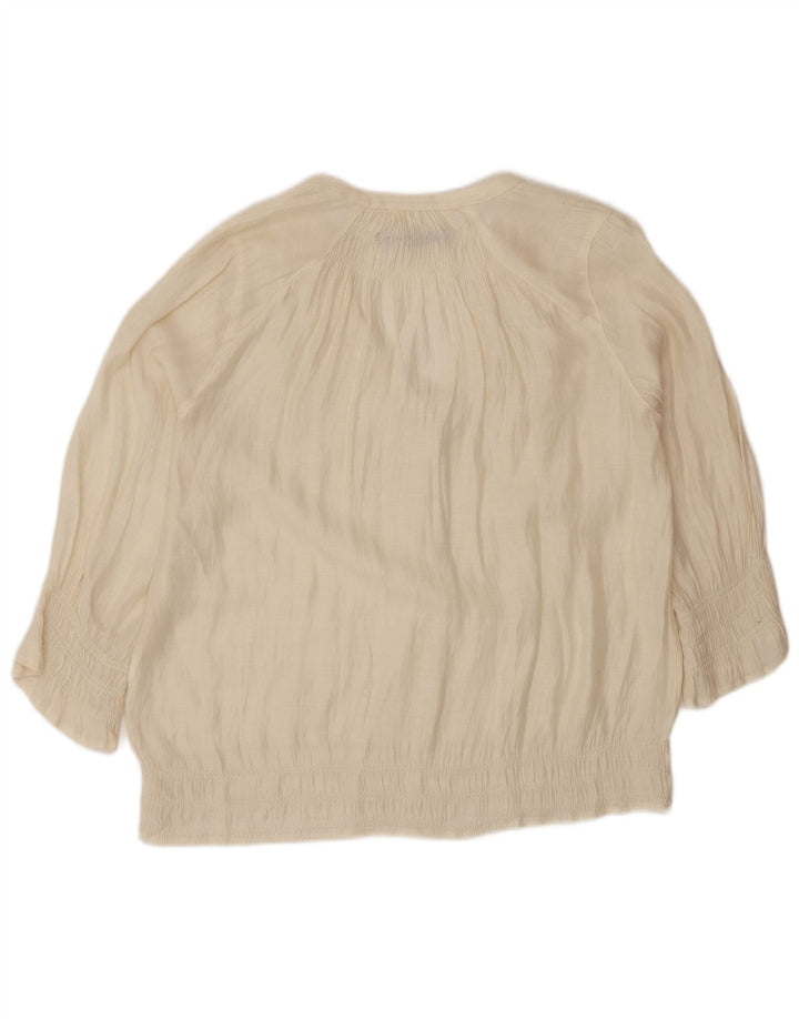 Zara Dame 3/4 ærmet Oversized bluse Top UK 6 XS Beige