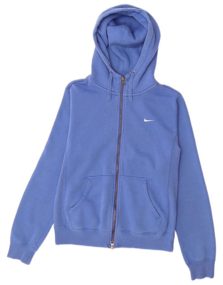 Nike hættetrøje med lynlås til kvinder UK 12 Medium Blue Bomuld