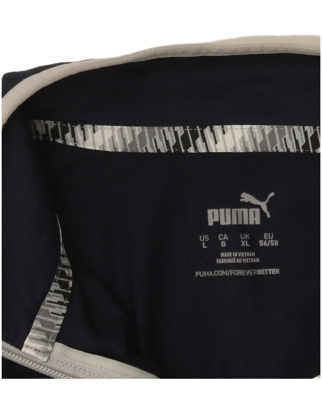 Puma Herre Zip Neck Pullover Træningsdragt Top XL Navy Blue Colourblock