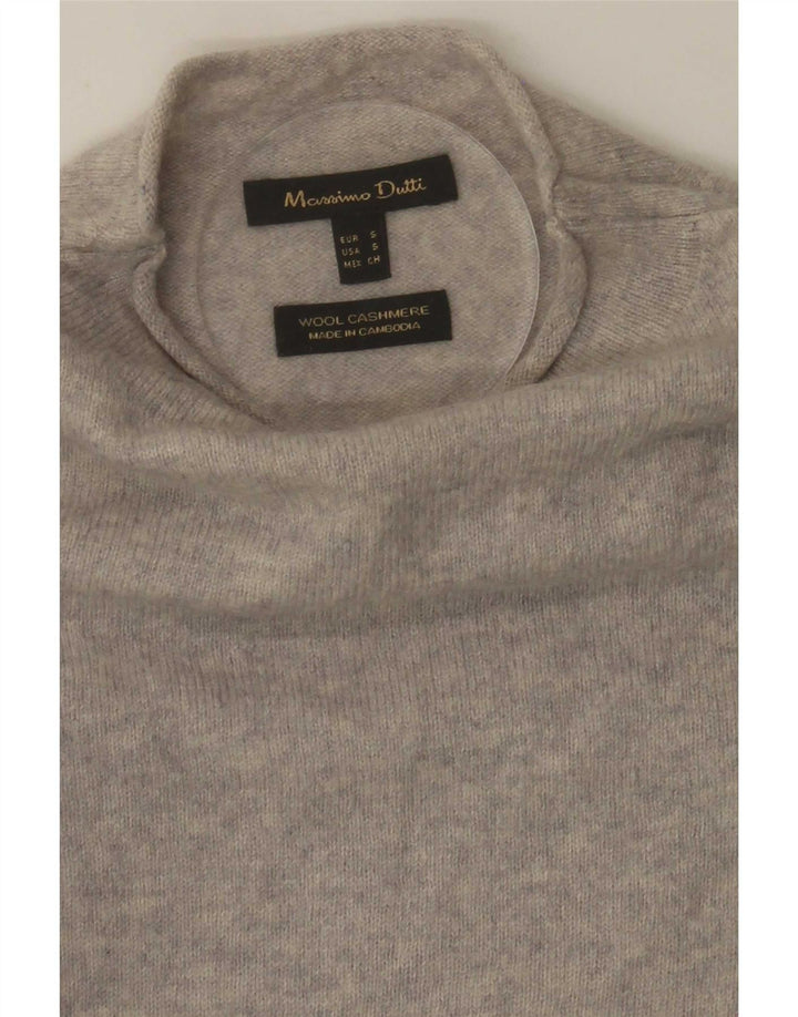 Massimo Dutti Dame Turtle Neck Jumper Sweater UK 10 Small Grey Wool