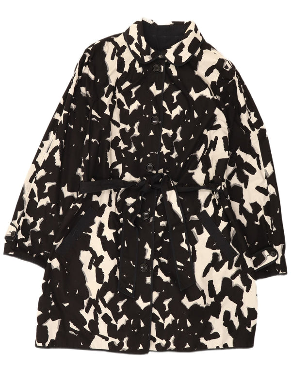 HOBBS Dame Abstrakt Mønster Vendbar Overfrakke UK 16 Large Black