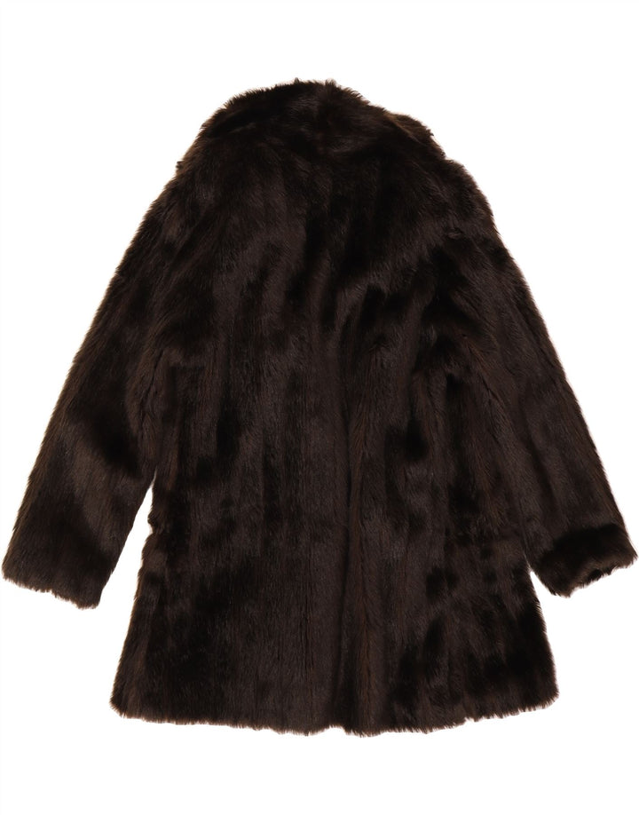 VINTAGE Womens Faux Fur Jacket UK 14 Medium Brown Vintage Vintage and Second-Hand Vintage from Messina Hembry 
