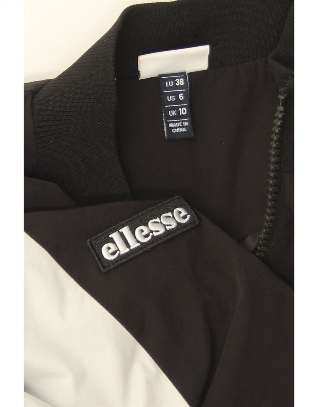 Ellesse Womens Crop træningsdragt topjakke UK 10 Small Black Colourblock