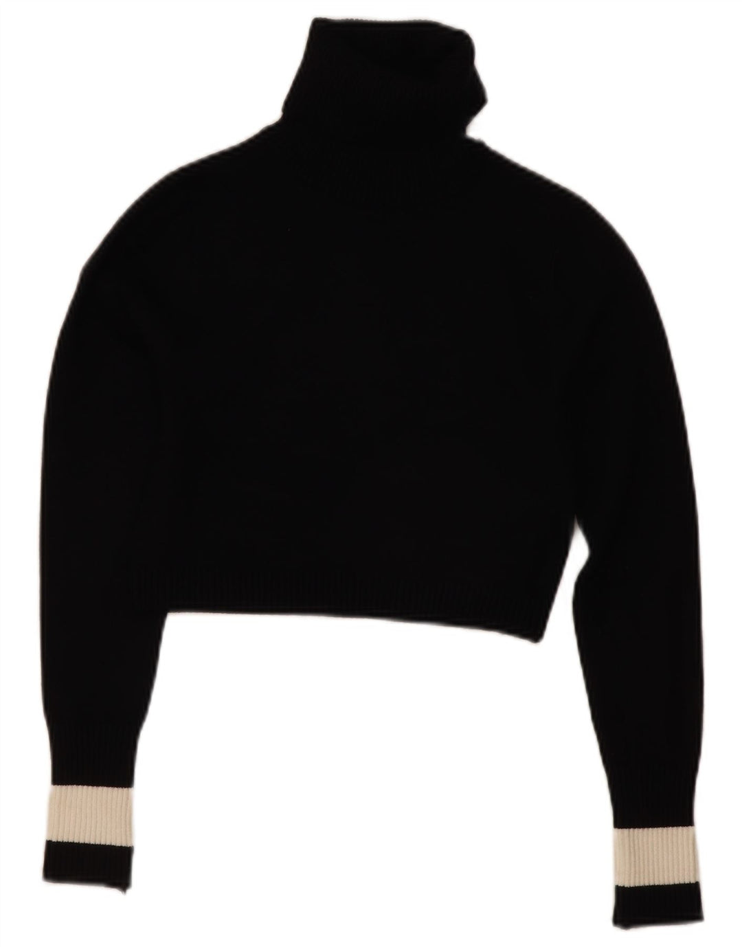 Zara Womens Crop Roll Neck Jumper Sweater UK 12 Medium Black Colourblock