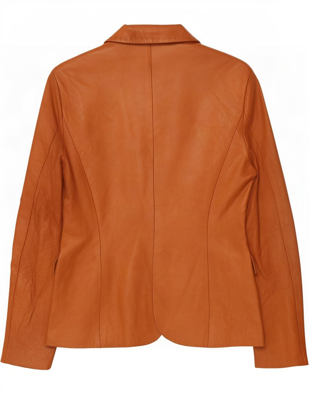 Atos Lombardini Dame 3 Knaps Læder Blazer Jakke IT 46 Stor Brun
