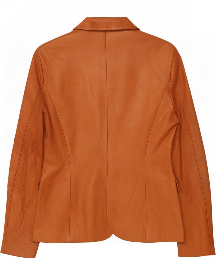Atos Lombardini Dame 3 Knaps Læder Blazer Jakke IT 46 Stor Brun