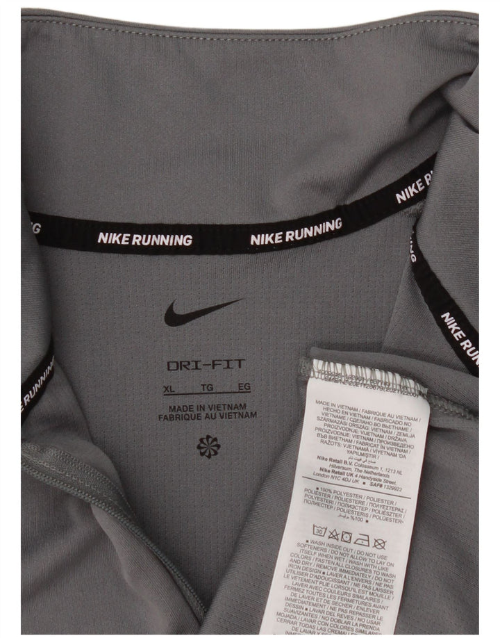 Nike Herre Dri Fit Pullover med lynlås-hals træningsdragt Top XL Grå Polyester
