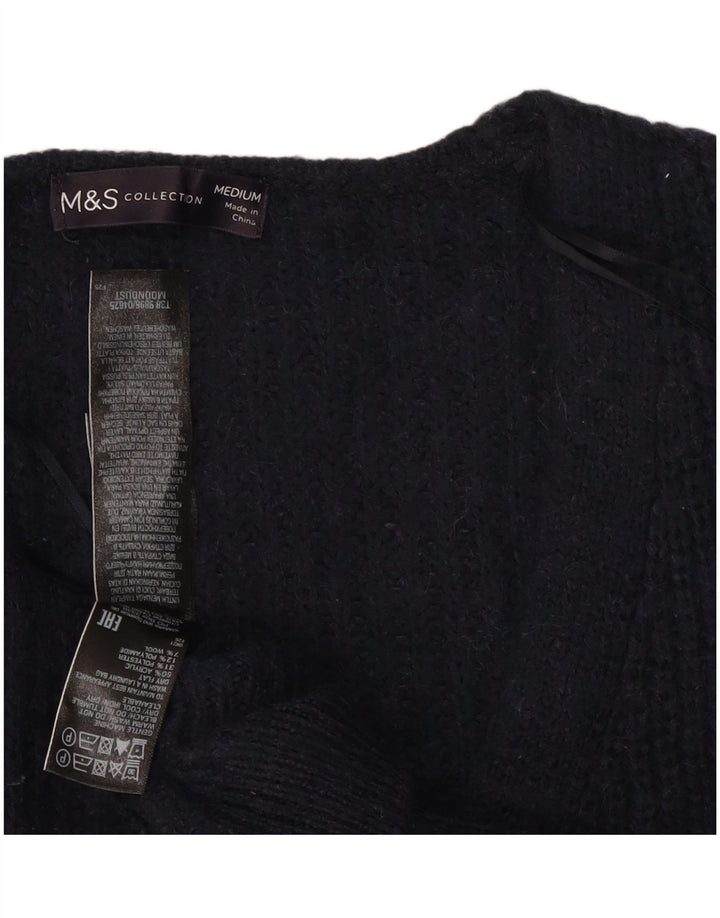 Marks & Spencer Dame Cardigan Sweater UK 14 Medium Navy Blue Akryl