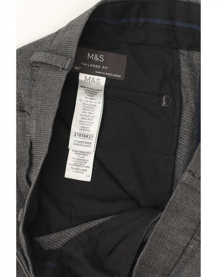 Marks & Spencer herre skræddersyet pasform jakkesætbukser W34 L28 grå polyester