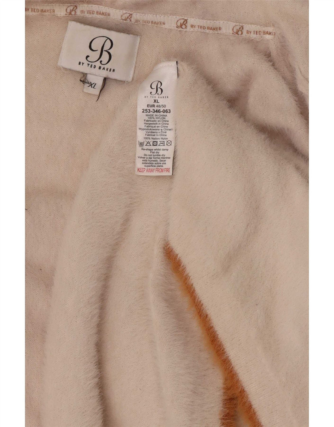 Ted Baker Dame Oversized Longline Åben Cardigan Sweater UK 18 XL Beige