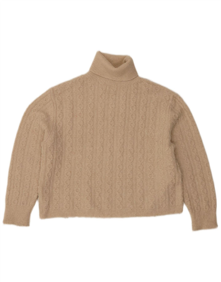 Zara Pige Rullehalstrøje 11-12 År Beige Polyester