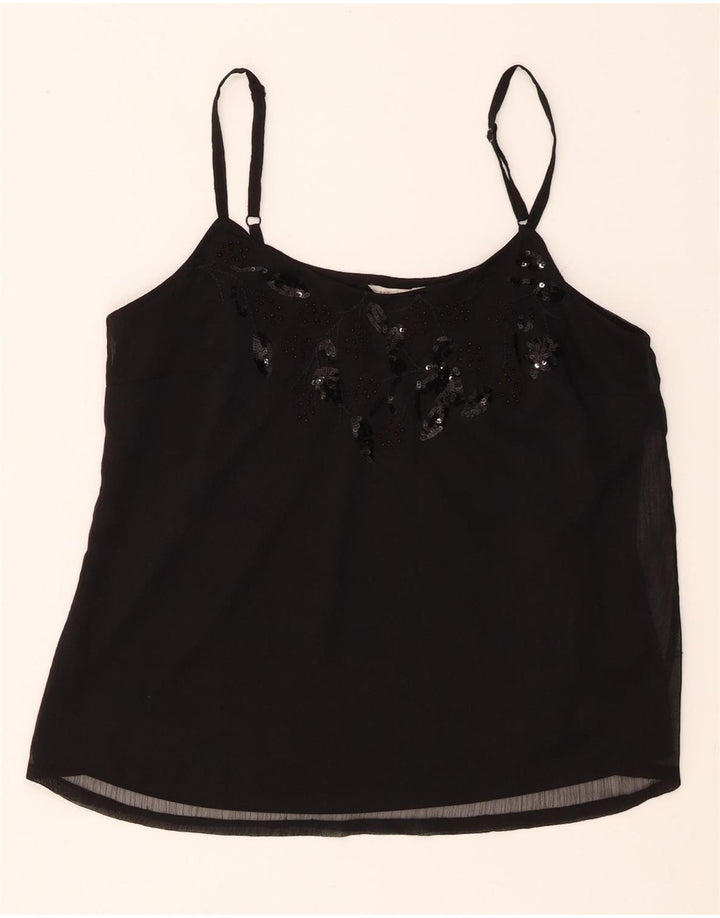MONSOON Womens Cami Top UK 12 Medium Black Polyester Vintage Monsoon and Second-Hand Monsoon from Messina Hembry 