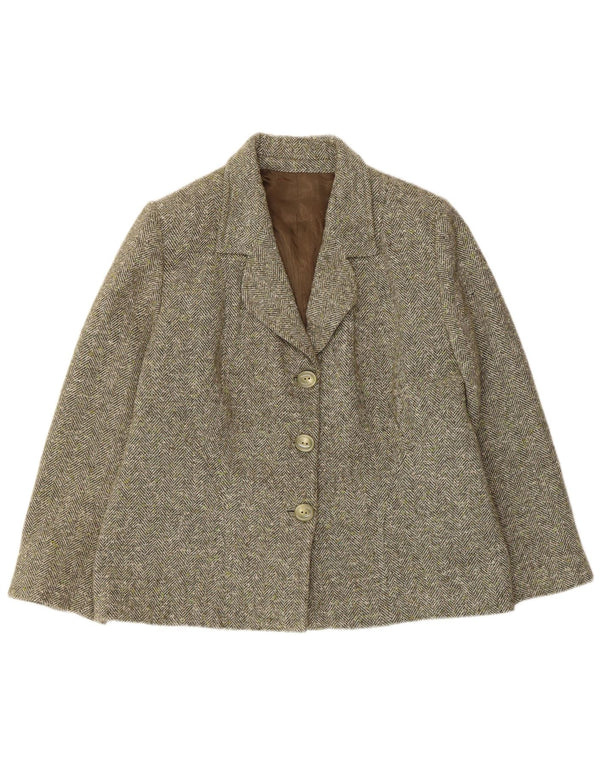 Barbour Dame 3 Button Blazer Jacket UK 14 Medium Grey Herringbone