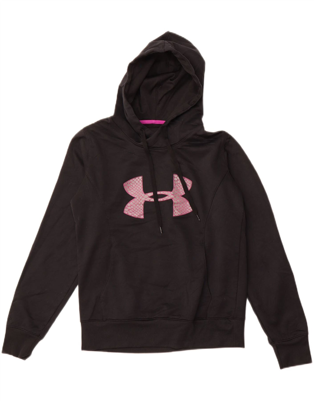 UNDER ARMOUR Dame Cold Gear Grafisk Hoodie Jumper UK 14 Medium Sort