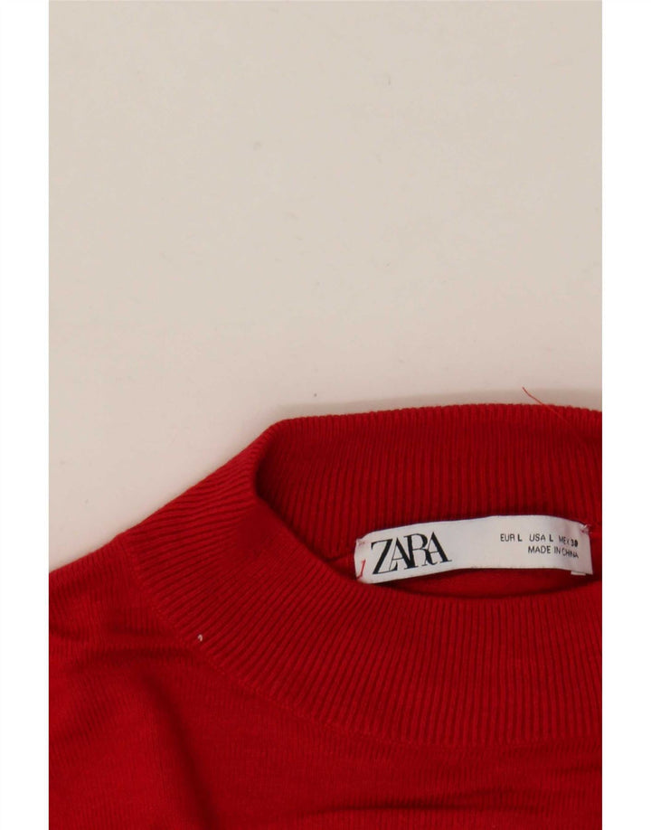 Zara Dame Turtle Neck Jumper Sweater UK 16 Large Red
