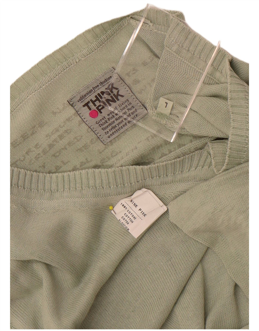 Tænk Pink Herre V-hals sweater Stor grøn bomuld