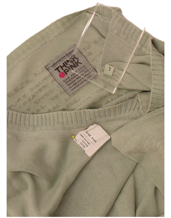 Tænk Pink Herre V-hals sweater Stor grøn bomuld