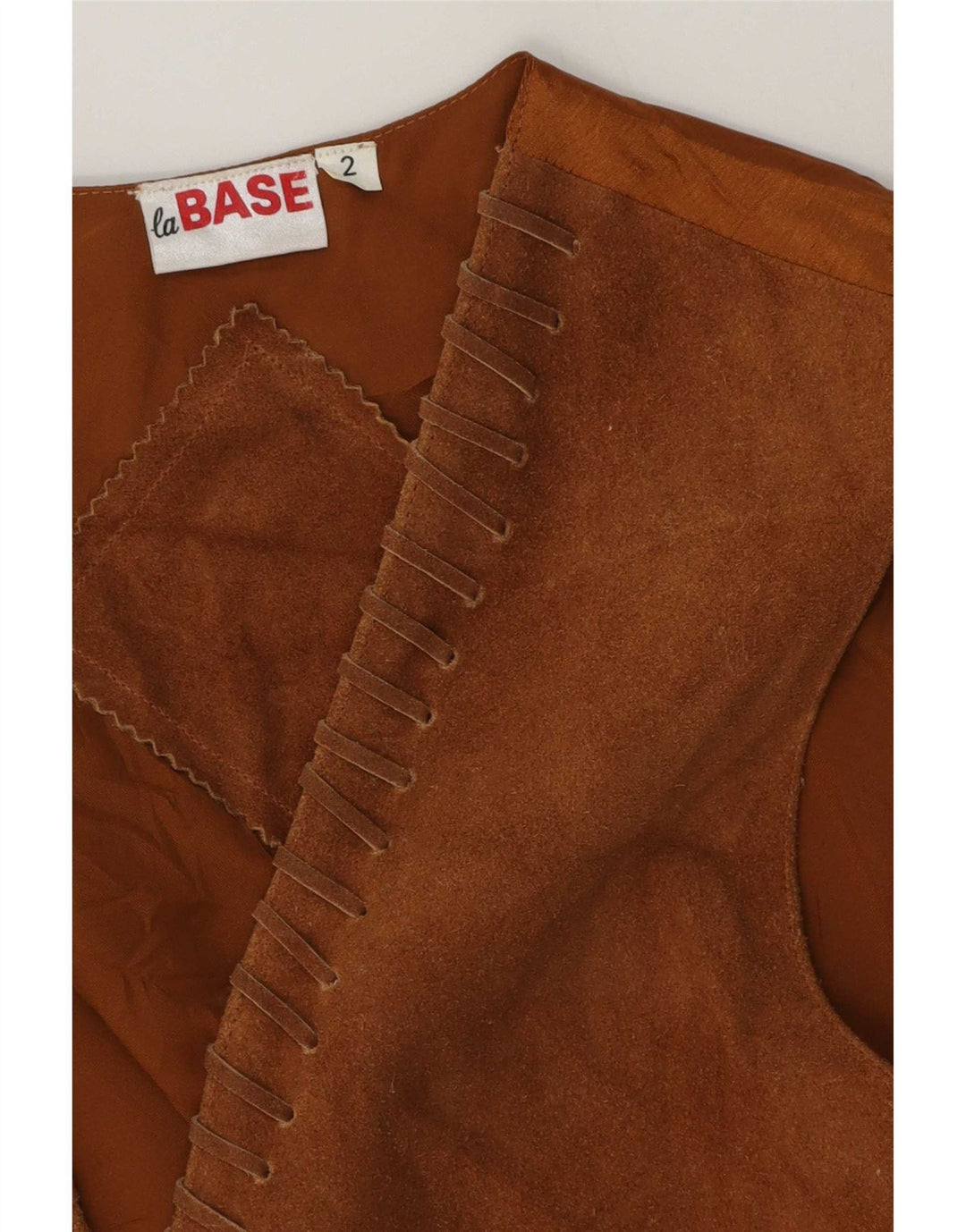 Vintage herre ruskind vest lille beige læder