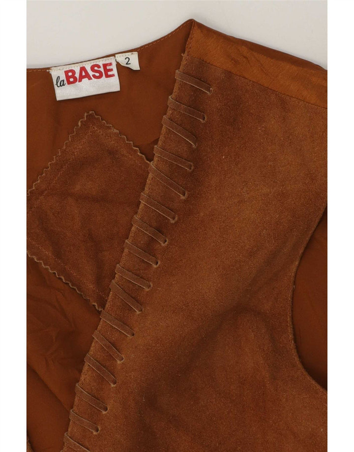 Vintage herre ruskind vest lille beige læder