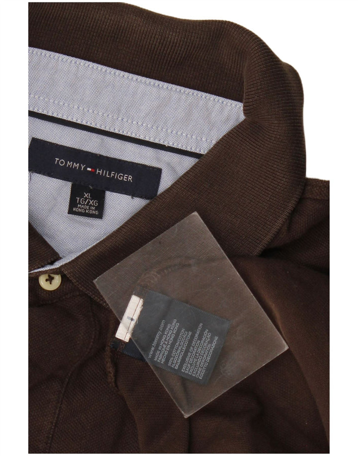Tommy Hilfiger herre poloshirt XL brun bomuld