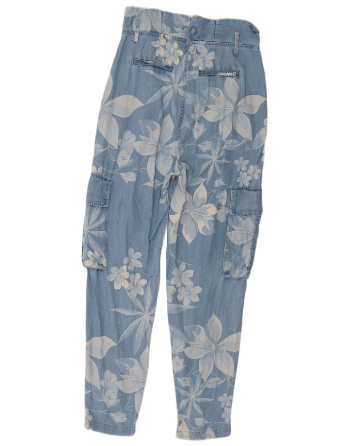 Desigual Dame Cargo Harem Bukser Medium W32 L28 Blue Floral Lyocell