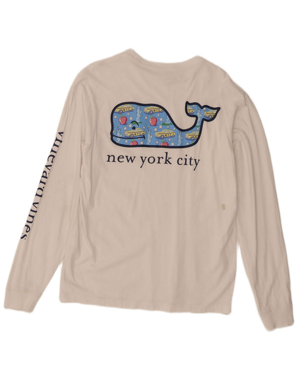Vineyard Vines Herre Grafisk Top Langærmet XS Hvid Bomuld