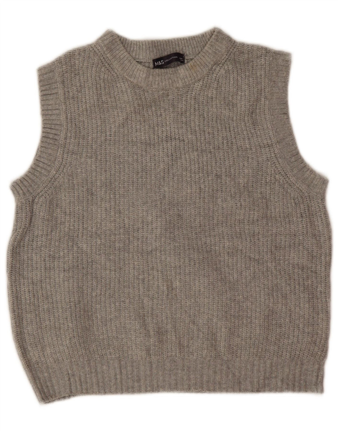 Marks & Spencer Dame Crop Vest Tank Top UK 10 Small Grå Polyester
