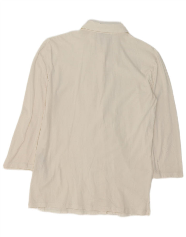 Marella Dame Longline Shirt Bluse UK 16 Large Off White Bomuld