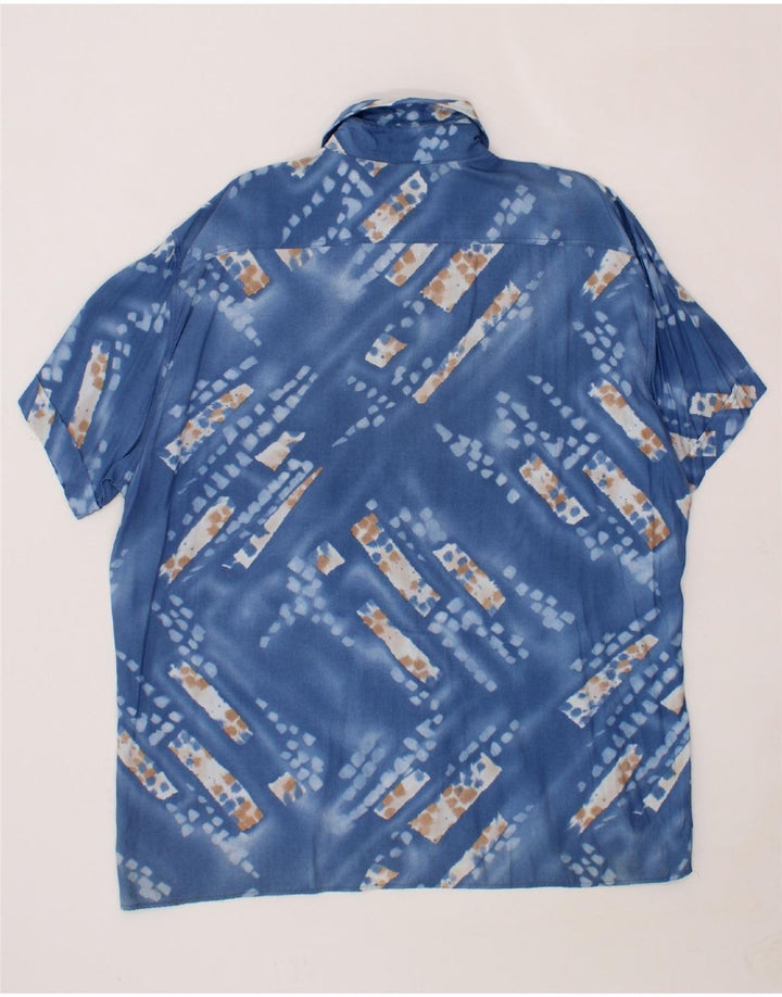 VINTAGE Mens Abstract Pattern Short Sleeve Shirt 2XL Blue Cotton Vintage Vintage and Second-Hand Vintage from Messina Hembry 
