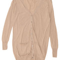 Zara Dame Longline Cardigan Sweater UK 14 Medium Beige Silke
