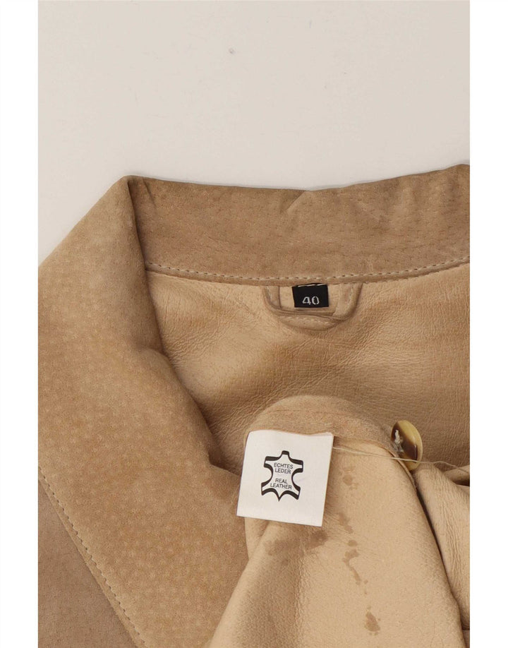 Vintage Dame Ruskind Gilet EU 40 Medium Beige Læder