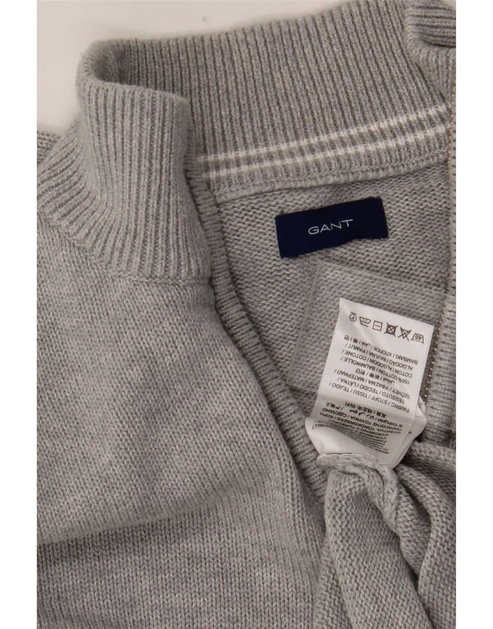 Gant Boys Zip Neck Jumper Sweater 11-12 År Grå Bomuld