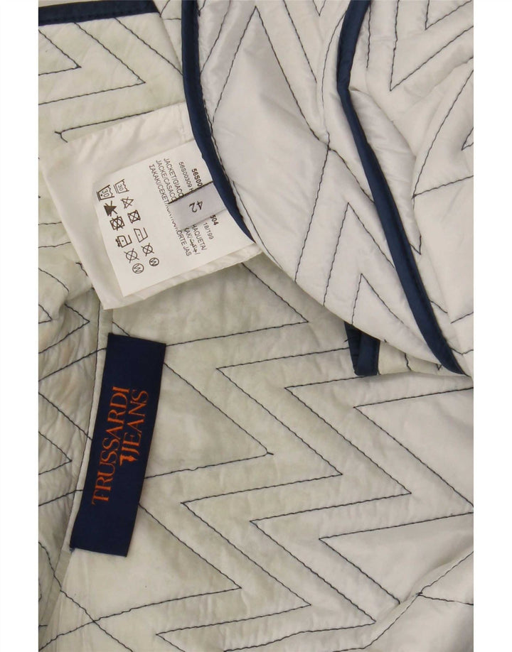 Trussardi Jeans Quiltet jakke til kvinder IT 42 Medium Blue Colourblock