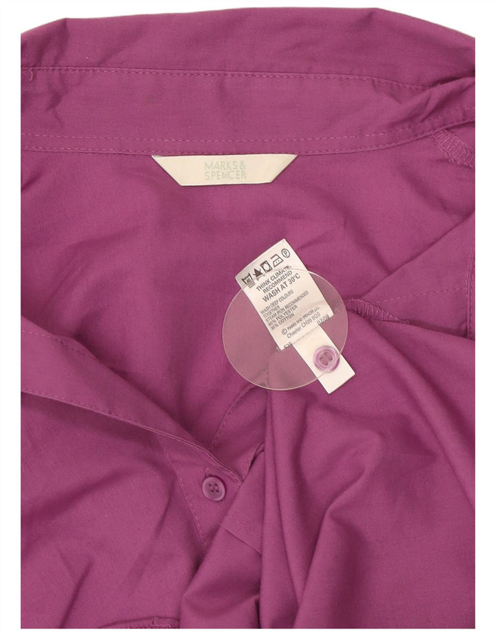 Marks & Spencer skjorte med 3/4 ærmer til kvinder UK 18 XL Lilla polyester