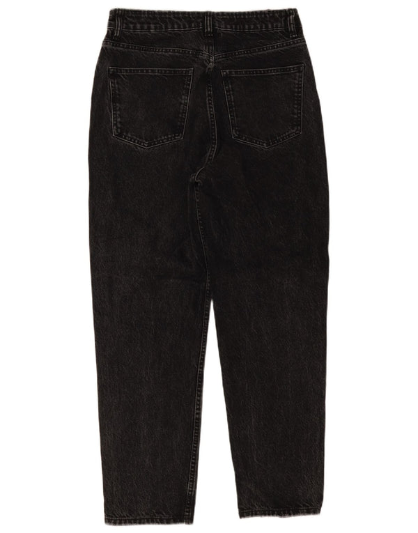 Zara Højtaljede koniske jeans til kvinder EU 40 Medium W30 L27 Sort Flecked